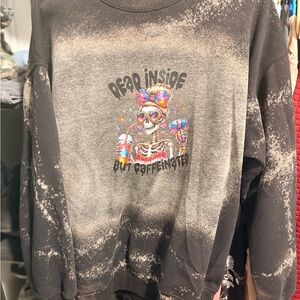 No Boundaries Black and Gray Caffeinated Skeleton Crewneck Sweater
